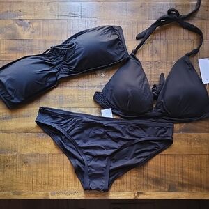 LOFT Beach Elegant Black Women's 3 Pc Swimwear Set ⭐️NWT⭐️